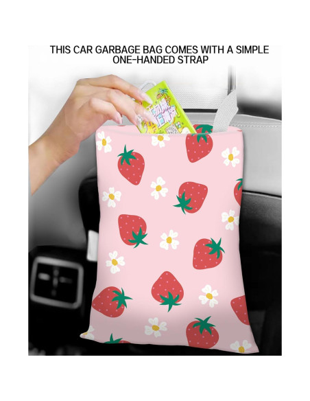 Basurero de Auto Colgante ANKVRP Rosa Fresa Resistente al Agua