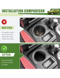 Inserto para Portavasos Qyebbk Toyota 4Runner 2010-2024 Negro 2