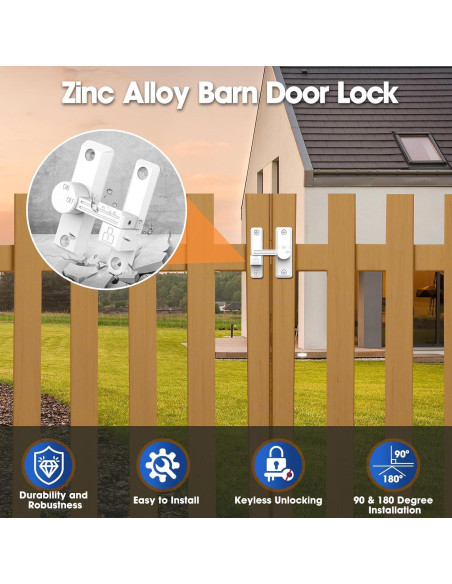 Cerradura Deslizante de Granero YogePote Blanca 15.2x7.6cm