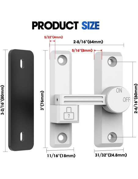 Cerradura Deslizante de Granero YogePote Blanca 15.2x7.6cm