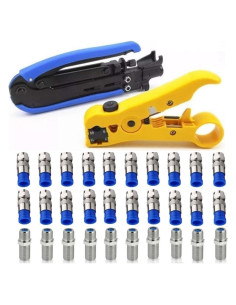 Kit Crimpadora Coaxial Gaobige RG6 RG59 RG11 con 30 Conectores