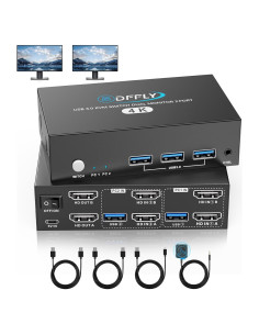KVM Switch HDMI 2 Monitores 2 Computadoras 4K 60Hz BDFFLY