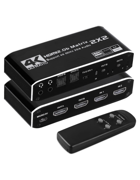 Matriz HDMI 2x2 ENBUER 4K@60Hz con Control Remoto IR
