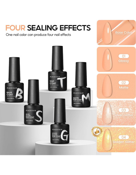 Kit de Esmalte de Uñas en Gel PEACECOLOR 26 Pcs 20 Colores Otoño