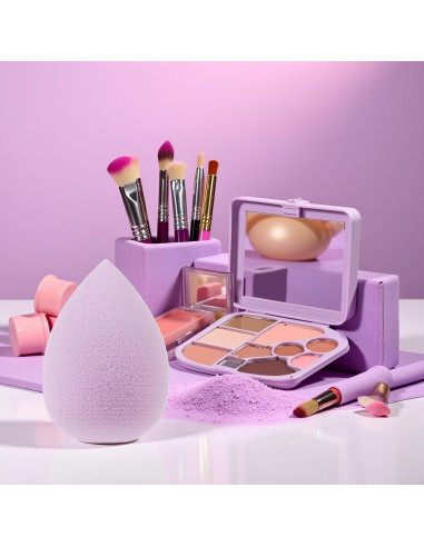 Conjunto de 6 Esponjas de Maquillaje Mini Moradas SquarezhenBo