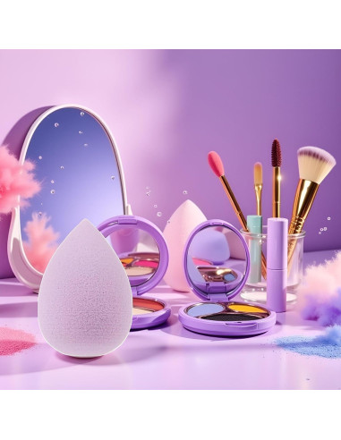 Conjunto de 6 Esponjas de Maquillaje Mini Moradas SquarezhenBo