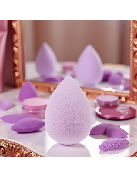 Conjunto de 6 Esponjas de Maquillaje Mini Moradas SquarezhenBo