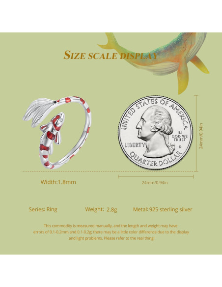 Anillo Abierto Ajustable de Plata VOROCO con Diseño de Pez Koi