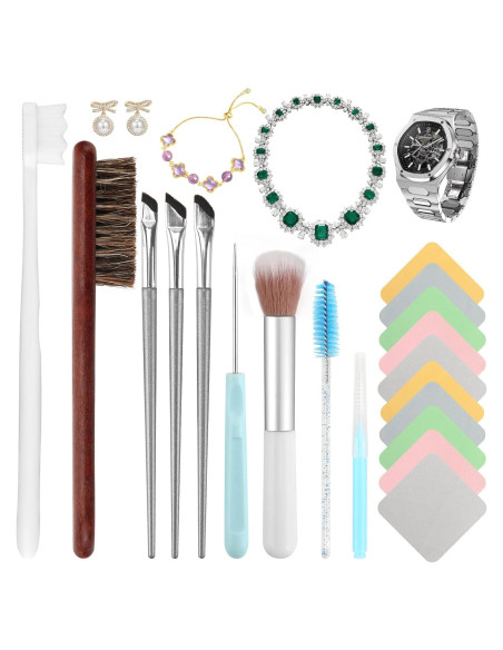 Kit de Limpieza de Joyería 19 Piezas XPMBF - Cepillos y Paños