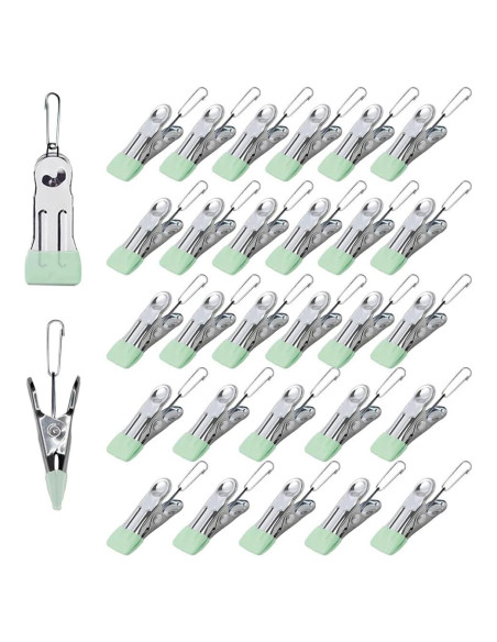 Pinzas Multifuncionales de Acero Inoxidable AW - 30 Unidades Verde Claro