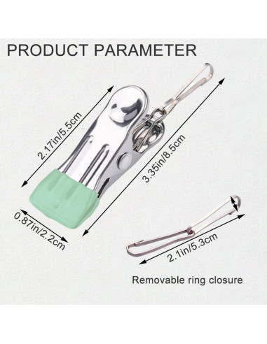 Pinzas Multifuncionales de Acero Inoxidable AW - 30 Unidades Verde Claro