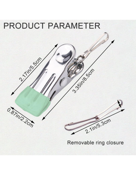 Pinzas Multifuncionales de Acero Inoxidable AW - 30 Unidades Verde Claro