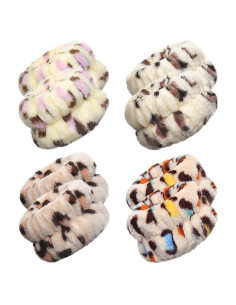 Muñequera de Lavado de Cara JANFUN 8PCS Microfibra Leopardo