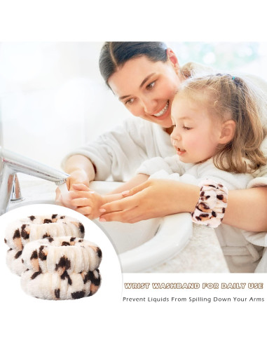 Muñequera de Lavado de Cara JANFUN 8PCS Microfibra Leopardo