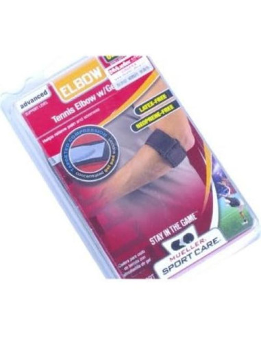 Soporte para codo de tenis Mueller con almohadilla de gel, negro