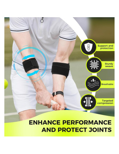 Faja para Codo HiRui con Almohadilla de Compresión - Negro, 2 Paquetes