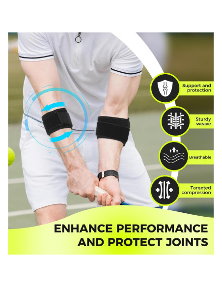 Faja para Codo HiRui con Almohadilla de Compresión - Negro, 2 Paquetes