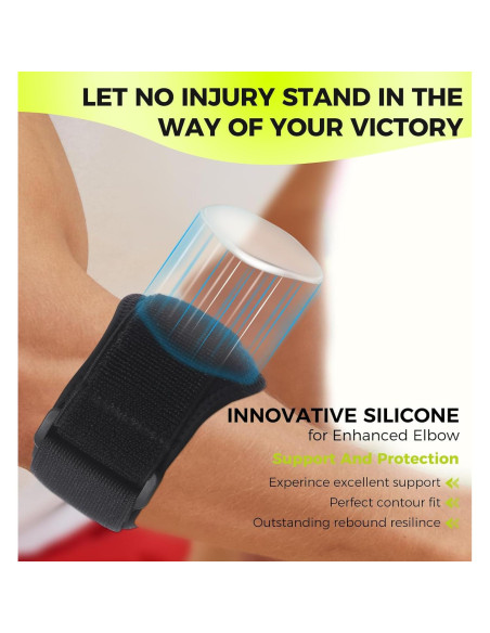 Faja para Codo HiRui con Almohadilla de Compresión - Negro, 2 Paquetes