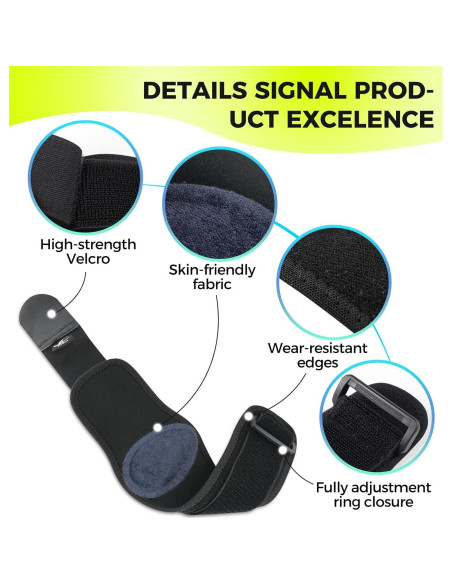 Faja para Codo HiRui con Almohadilla de Compresión - Negro, 2 Paquetes