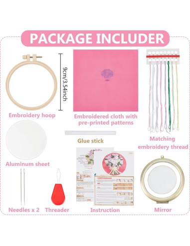 Kit de Bordado DIY WEBEEDY con Espejo y Aro 24x24cm