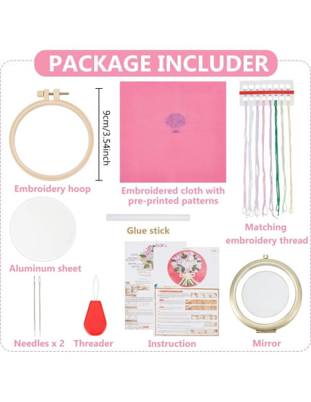 Kit de Bordado DIY WEBEEDY con Espejo y Aro 24x24cm