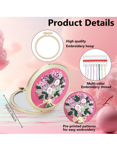 Kit de Bordado DIY WEBEEDY con Espejo y Aro 24x24cm