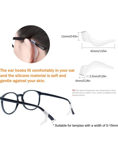 Ganchos de Silicona Suave PTSLKHN para Gafas - 10 Pares