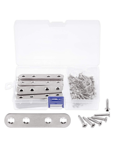 Glarks Soportes Planos Rectos Acero Inoxidable 80mm 20 Pcs