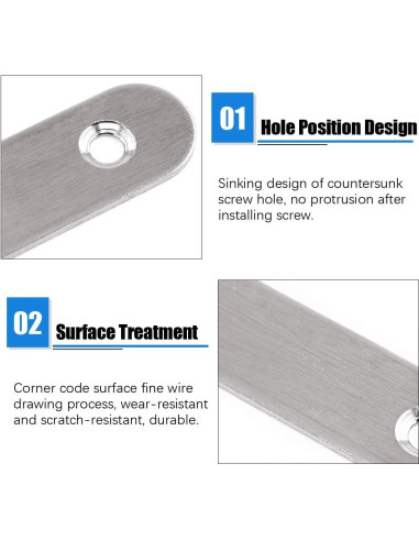 Glarks Soportes Planos Rectos Acero Inoxidable 80mm 20 Pcs