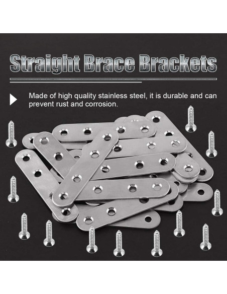 Glarks Soportes Planos Rectos Acero Inoxidable 80mm 20 Pcs