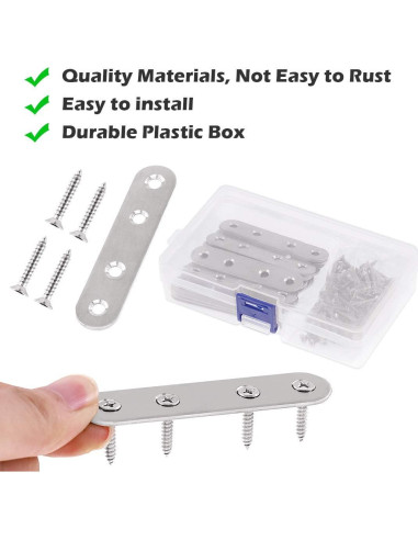 Glarks Soportes Planos Rectos Acero Inoxidable 80mm 20 Pcs