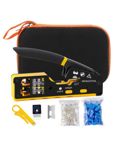 Crimpadora RJ45 PETECHTOOL Kit Completo con Conectores y Pelacables