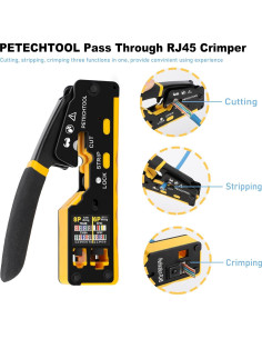 Crimpadora RJ45 PETECHTOOL Kit Completo con Conectores y Pelacables 2