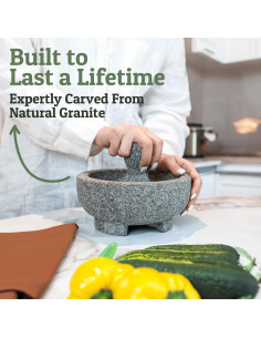 Juego de Mortero y Mano de Piedra Granito PriorityChef 2 Tazas 2
