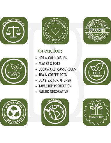 Trivet Redondo de Madera de Mango Azul Lavado 15 cm - The Great Indian Bazaar