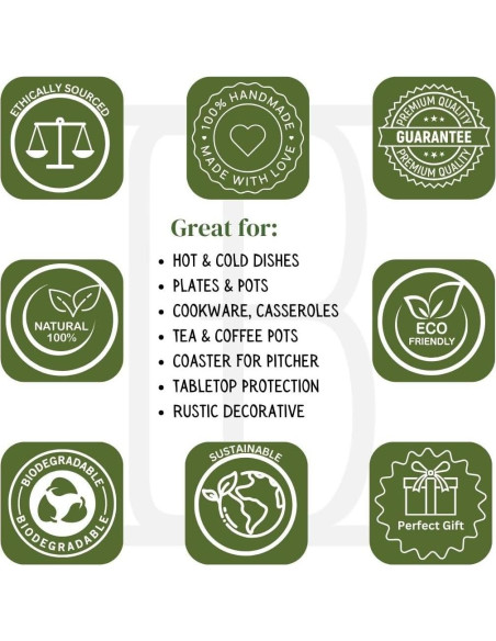 Trivet Redondo de Madera de Mango Azul Lavado 15 cm - The Great Indian Bazaar