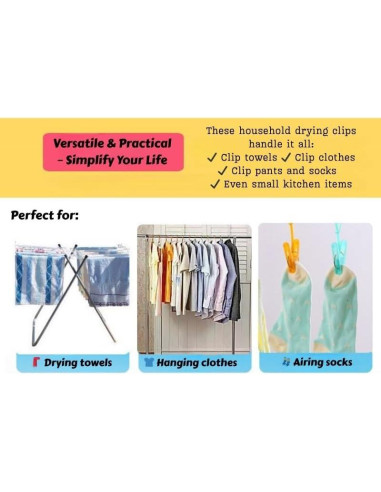 Paquete de 12 Clips de Ropa Antideslizantes MIXNEX - 3 Colores