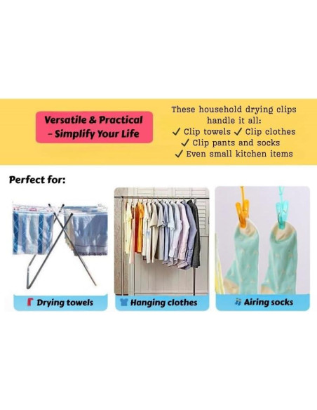 Paquete de 12 Clips de Ropa Antideslizantes MIXNEX - 3 Colores