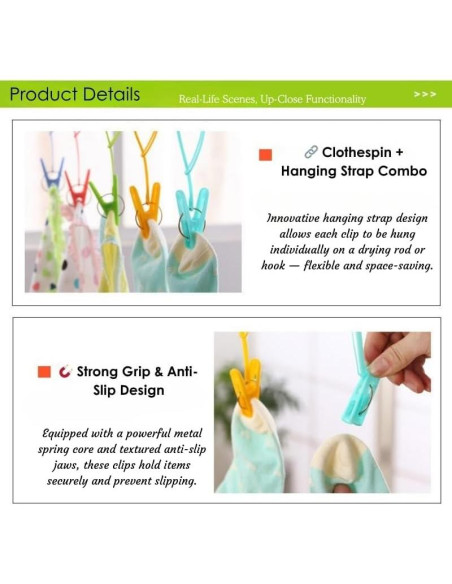 Paquete de 12 Clips de Ropa Antideslizantes MIXNEX - 3 Colores