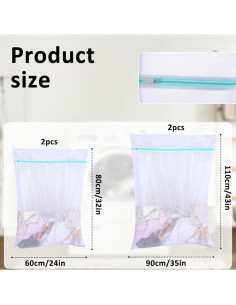 Juego de 4 Bolsas de Lavandería de Malla SynHHergyx 60x80cm 2