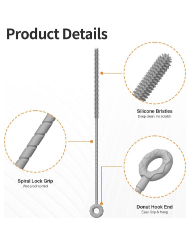 Juego de 2 Cepillos Limpiadores de Pajitas se7en Gris