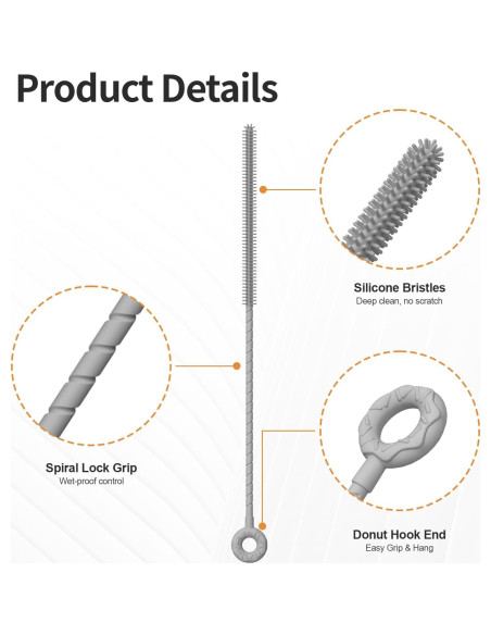 Juego de 2 Cepillos Limpiadores de Pajitas se7en Gris