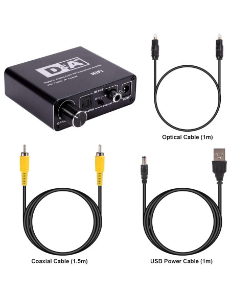 Convertidor de Audio Digital a Analógico LENDAWAY 192KHz RCA 3.5mm
