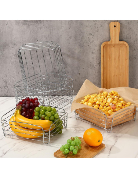 Juego de 6 Cestas de Alambre Cromadas Blulu 24.9x21.6x9.4 cm