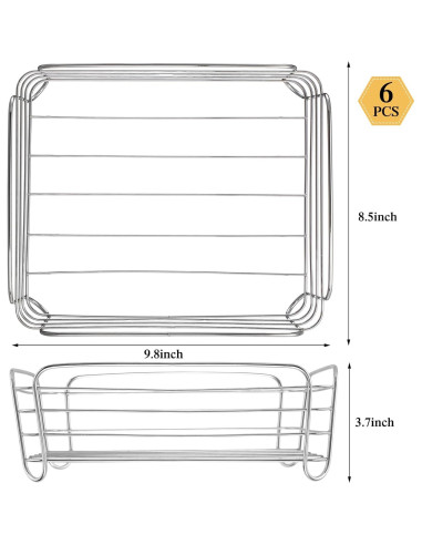 Juego de 6 Cestas de Alambre Cromadas Blulu 24.9x21.6x9.4 cm