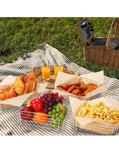 Juego de 6 Cestas de Alambre Cromadas Blulu 24.9x21.6x9.4 cm