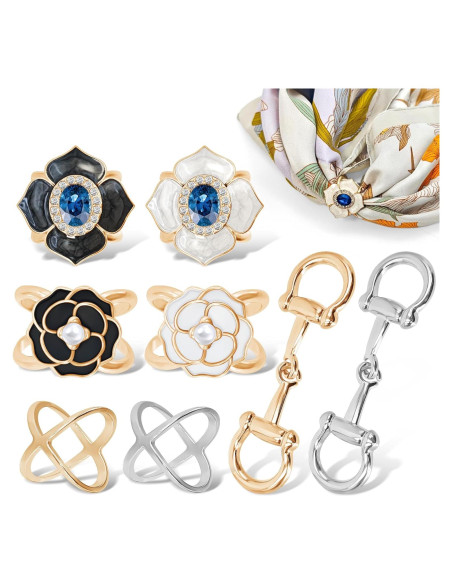 8 Anillos para Bufanda Philbinden en Oro - Clips de Metal Elegantes