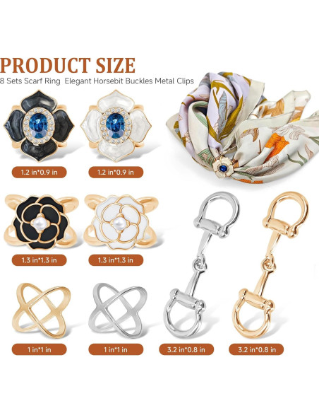 8 Anillos para Bufanda Philbinden en Oro - Clips de Metal Elegantes