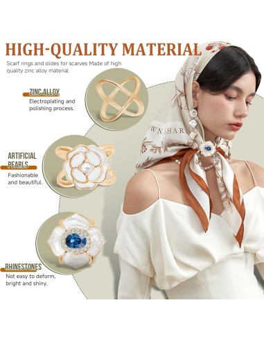 8 Anillos para Bufanda Philbinden en Oro - Clips de Metal Elegantes