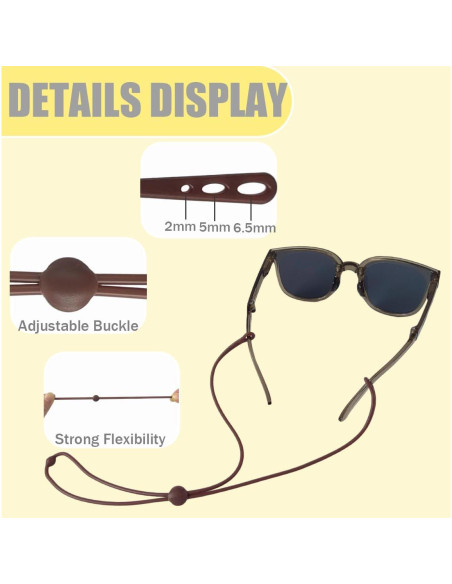 Correa Ajustable para Gafas 8Pcs Silicona Unisex - Marrón y Negro